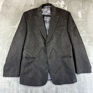 Bill Tornade Paris Blazer Sports Jacket Men's 2XL Black Polished Paisley Pattern
